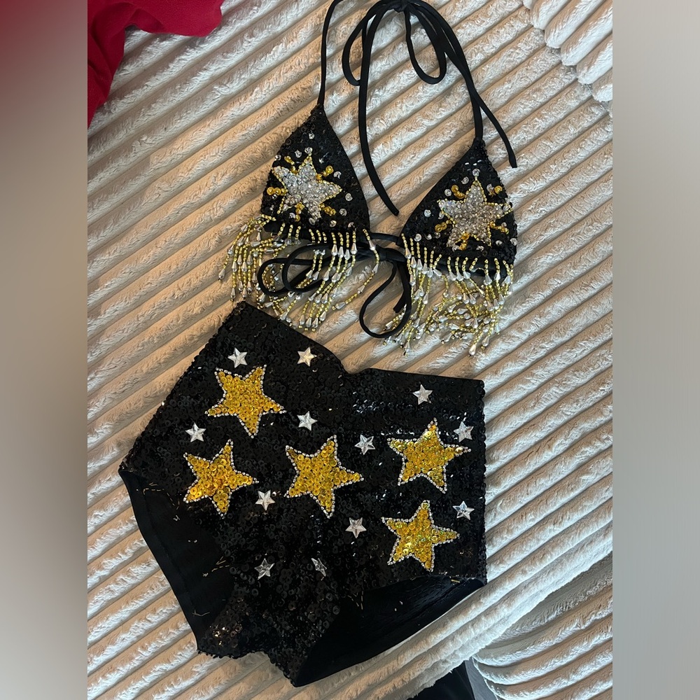 Black and Gold Star Embellished Women's Set